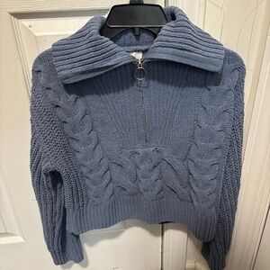Blue Cable Knit Women's Sweater